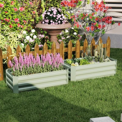 Outsunny 2-Piece Galvanized Raised Garden Bed, 3.3' Metal Planter
