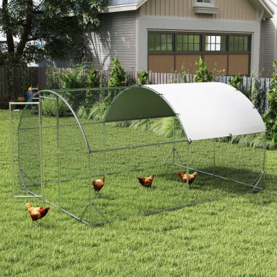 PawHut Large Metal Chicken Coop, Dome Shaped Walk-in 9.2'x12.5'