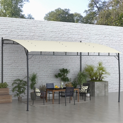 Outsunny 10' x 13' Outdoor Pergola with UV30+ Protection Canopy and Steel Frame for Porch, Patio, Deck, Backyard, Cream White