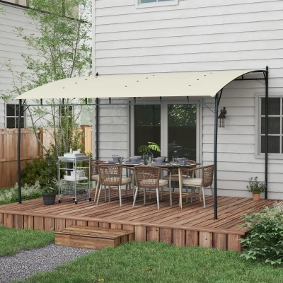 Pergola Gazebo 157.5" W x 116.5" D x 78.75"/103.25" H Cream White