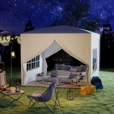 Outsunny 9.7' x 9.7' Outdoor Pop Up Party Tent Wedding Gazebo Canopy with Carrying Bag (White)
