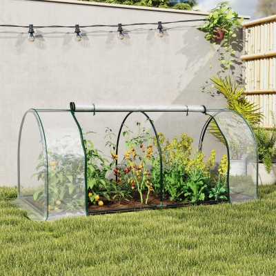 Outsunny 6' x 3' x 2.6' Mini Greenhouse Portable Hot House for Plants with Zippered Doors for Outdoor, Indoor, Garden, Clear
