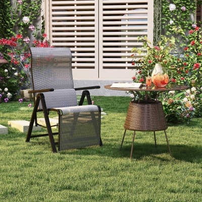 Outsunny Zero Gravity Chair, Folding Recliner, Patio Lounger with 9 Level Adjustable Backrest, Lumbar Pillow for Outdoor, Patio, Deck, Poolside, Grey