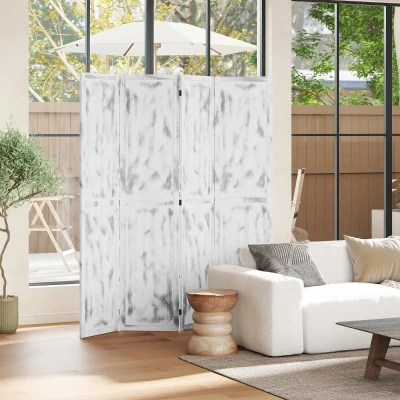 HOMCOM 5.5' Foldable Room Divider Screen, Rustic White