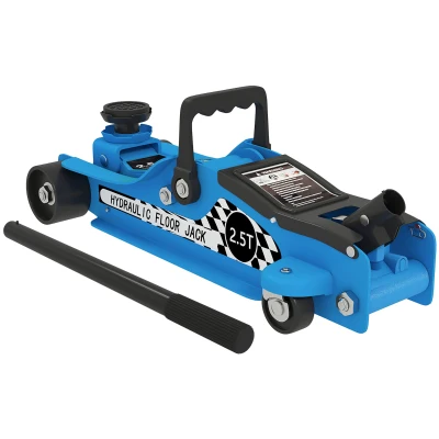 HOMCOM Low Profile Car Jack, Hydraulic Racing Floor Jack, 3.1"-14.1" Lifting Range, 2.5 Ton (5,000 lb) Capacity, Blue