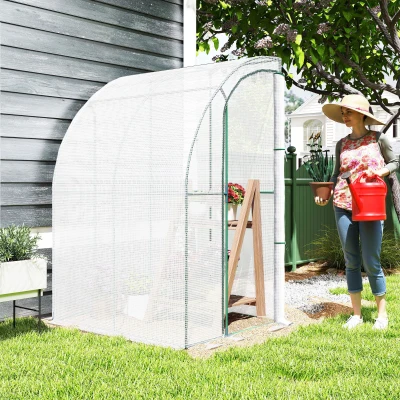 Outsunny 5' x 4' Lean-to Greenhouse, Walk-In, White