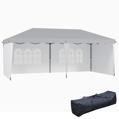 Outsunny 10' x 20' Outdoor Pop Up Canopy Tent Party Tent Instant Shelter W/ Carrying Bag, White