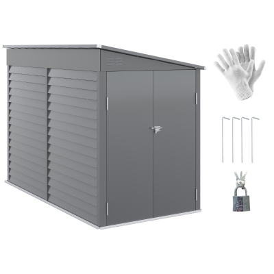 Outsunny 4.6' x 9' Outdoor Storage Shed, Metal, Lockable, Gray