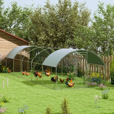 Chicken Coop 9.2' x 31.2' x 6.5' Silver