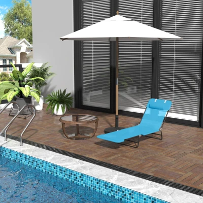 Outsunny Folding Chaise Lounge Chair, Outdoor Reclining Chair, Blue