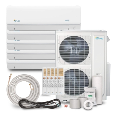Senville 48000 BTU Five Zone Mini Split Air Conditioner Heat Pump with DC Inverter, White