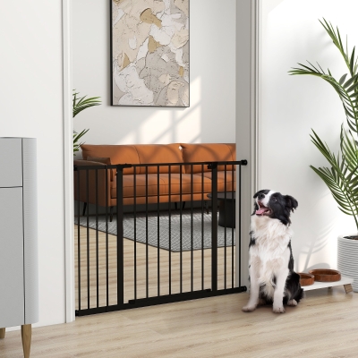 PawHut Pressure Fit Dog Gate Pet Barrier for stairs doorway, 29.9''- 42.1'' Width Black