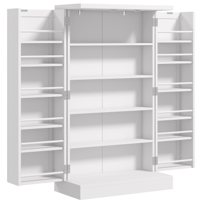 HOMCOM Freestanding Kitchen Pantry Cabinet with Adjustable Shelves, White