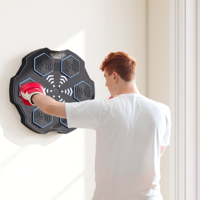 Soozier Music Boxing Machine for Adults, Wall Mounted Music Punching Machine with 9 Speeds & Modes, LED Lights