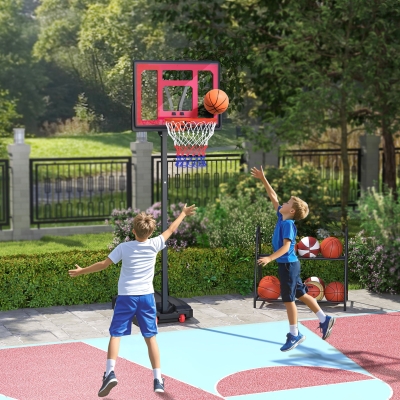 Qaba Kids Basketball Hoop, 6.6-8.5ft Adjustable Height Basketball Net with Weight Bag, for Indoor Outdoor, for 6+ Years