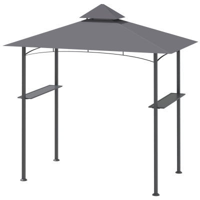 Outsunny 8' x 5' Grill Gazebo with Double Roof & Shelves, Gray