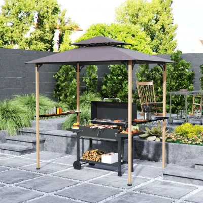 Outsunny 8' x 5' Grill Gazebo with Shelves & Hooks, Patio Garden