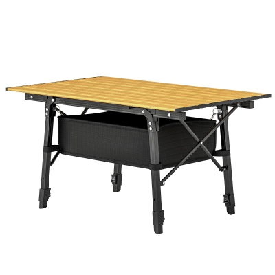 Outsunny 3ft Aluminum Folding Camping Table with Storage Bag, Brown