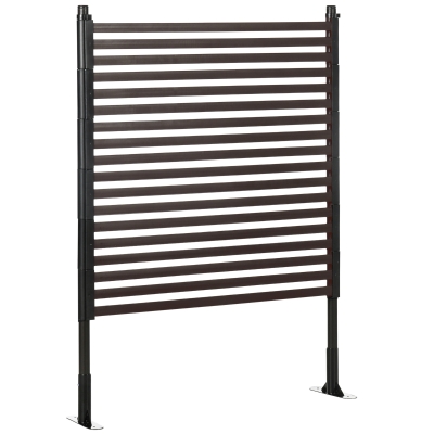 Outsunny 4 FT Outdoor Privacy Screen with 2 Standing Ways for Hard & Soft Ground, Decorative Outdoor Divider, Metal Animal Barrier for Garden, Backyard, Deck, Brown