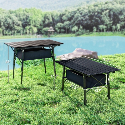 Outsunny 3ft Aluminum Small Folding Table, Portable Camping