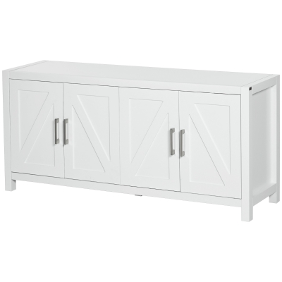 HOMCOM Sideboard Cabinet Buffets Table with Barn Style Doors TV Cabinet Stand for TVs up to 65" with 4 Cable Holes White