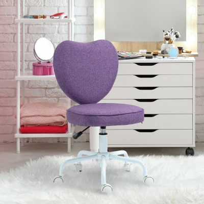 HOMCOM Heart Back Office Chair with Adjustable Height, Purple