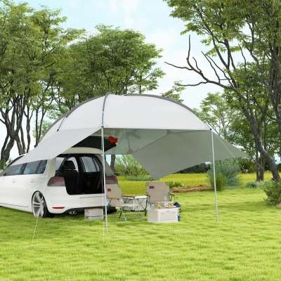 Outsunny Portable SUV Tailgate Tent with Awning and 2 Side Walls, Rooftop Car Awning Sun Shelter, for Truck, RV, Van, Trailer