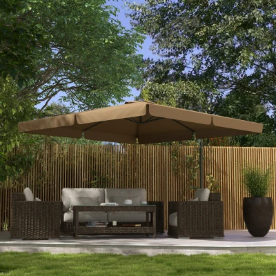 Outsunny 10' Tan Cantilever Patio Umbrella, Offset with Tilt & Crank