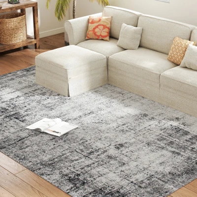 HOMCOM Area Rug for Living Room 9x12, Modern Abstract Machine Washable Rug, Non-Slip Carpet for Bedroom, Dining Room, Grey