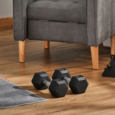 Soozier Rubber Dumbbells Weight Set, Total 40lbs, 20lbs Each, Dumbbell Hand Weight for Body Fitness Training for Home Office Gym, Black