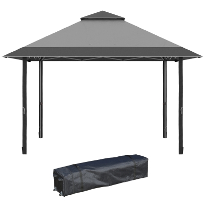 Outsunny 13' x 13' Pop Up Party Tent Outdoor Canopy with Top Vent, 3-Level Adjustable Height, and Roller Bag, Grey