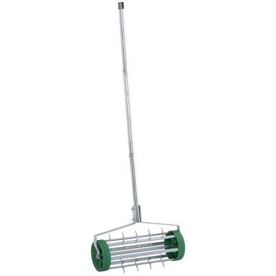 Outsunny Manual Lawn Aerator with Adjustable Handle, Lawn Aerator Machine, Grass Aerator for Lawn, Yard, Garden