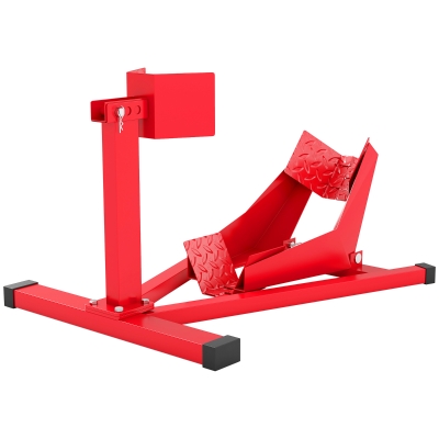 Soozier Motorcycle Wheel Chock, 660 lbs Capacity Heavy Duty Steel Motorcycle Front Wheel Stand for 14"-21" Wheels, Red