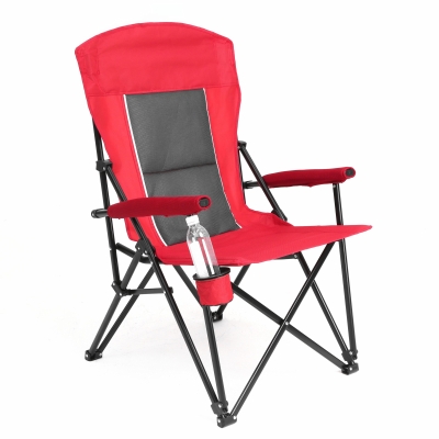 High Back Heavy Duty Lawn Chair with Cup Holder, Red