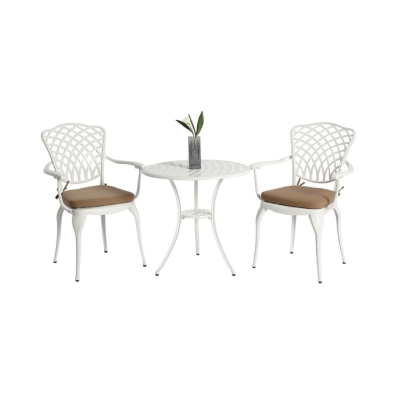 3-Piece Patio Bistro Set with Cushions, White