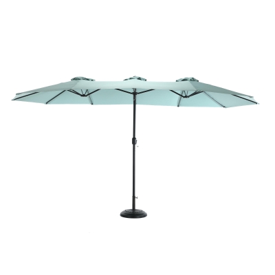 14.8 Ft Double Sided Outdoor Umbrella with Crank and Steel Frame, Light Green
