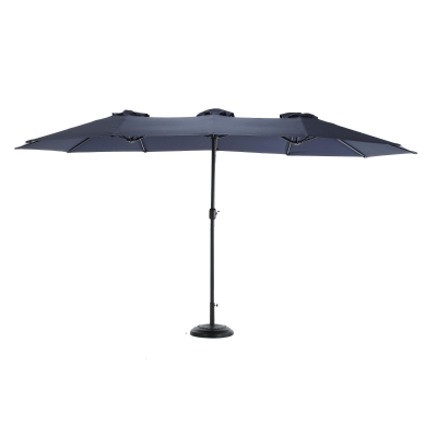 14.8 ft Double-Sided Outdoor Patio Umbrella with Steel Frame, Navy Blue