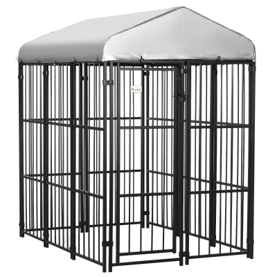 PawHut 6' x 4' Heavy-Duty Dog Kennel with Canopy, Outdoor