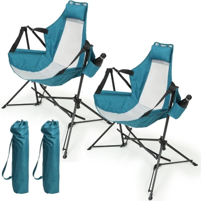 Set of 2 Hammock Camping Chair with Adjustable Back, Blue