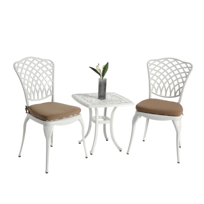3-Piece Bistro Set with Cushions, White