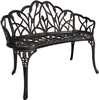 Patio Garden Bench with Floral Tulip Design, Black