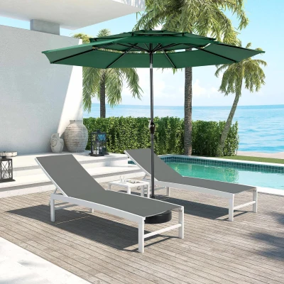 3-Tier Auto-Tilt Patio Umbrella with Crank System, Dark Green