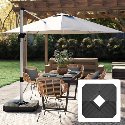Outsunny Offset Umbrella Base, 132 lb Water/Sand Capacity, Black