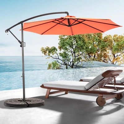 10ft Offset Hanging Market Patio Umbrella with Polyester Shade, Orange