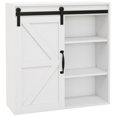 kleankin Wall Medicine Cabinet, Sliding Door, 22.75" x 7.75" x 24.5", White