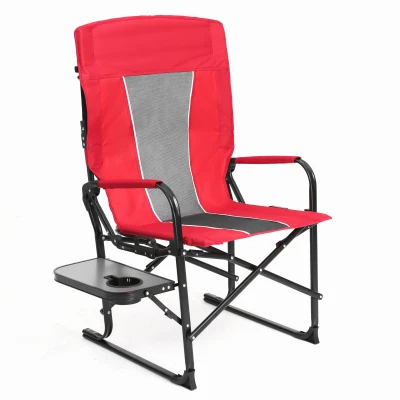 Camping Directors Chair with Side Table and Pocket, Red