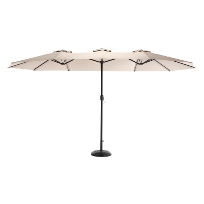 14.8 ft Double-Sided Outdoor Patio Umbrella with Convenient Crank System, khaki