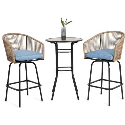 3-Piece Outdoor Bar Set with Ecoating Technology, Blue