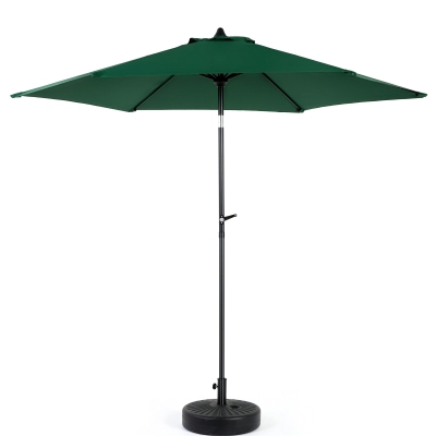 9ft Outdoor Patio Umbrella with Push Button Tilt and Crank, Dark Green