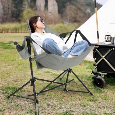Set of 2 Hammock Camping Chair with Adjustable Back, Grey